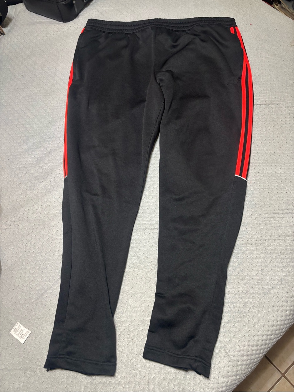 Men’s Black Athletic Track Pants with Red Stripe